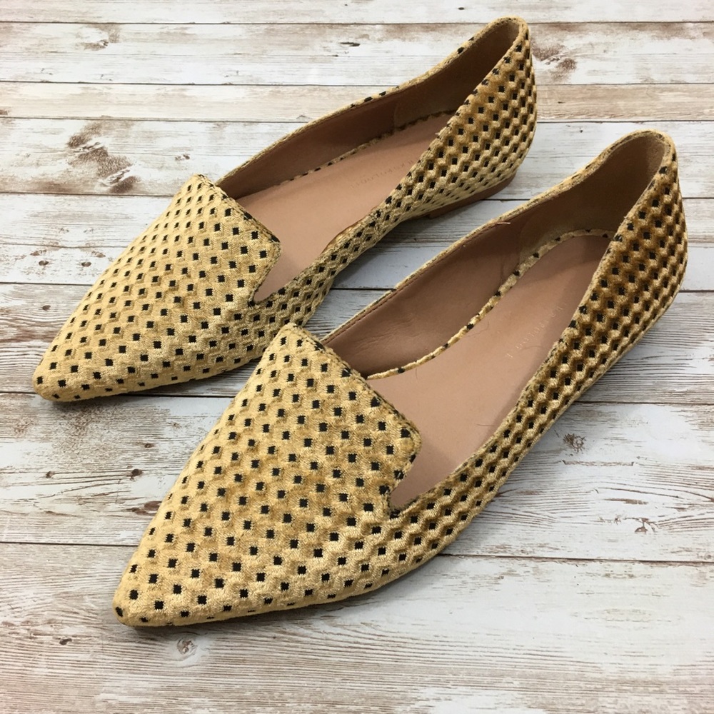 Anthropologie Mustard Yellow Woven Pointed-Toe Flats